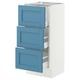 SEKTION / MAXIMERA Base cabinet with 3 drawers, white/Lerhyttan blue, 15x15x30 "