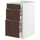 SEKTION kitchen unit, white w/dark brown drawers, wooden edging, sleek & modern.