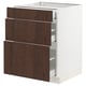 SEKTION kitchen unit, white base, dark brown wooden drawers, oak veneer, rectangular, modern design.