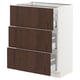 SEKTION kitchen cabinet with dark brown wood finish and three drawers.