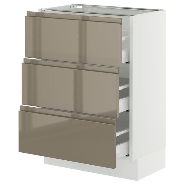 Ikea SEKTION kitchen unit, white & dark grey-brown, 3 drawers.