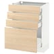 White ikea SEKTION kitchen cabinet with wood drawers, one drawer slightly open.