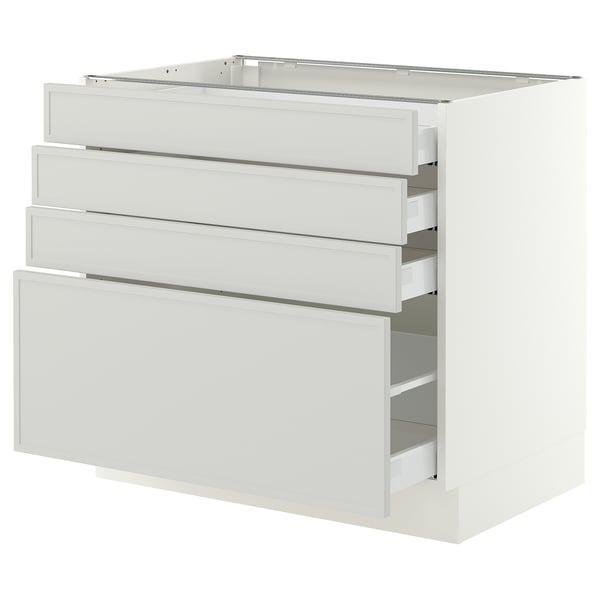 SEKTION / MAXIMERA Base cabinet with 4 drawers, white/Aspudden light gray, 36x24x30 "