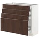 The SEKTION kitchen cabinet four dark brown drawers with oak veneer, set in a white frame. Modern, rectangular design with sturdy construction.