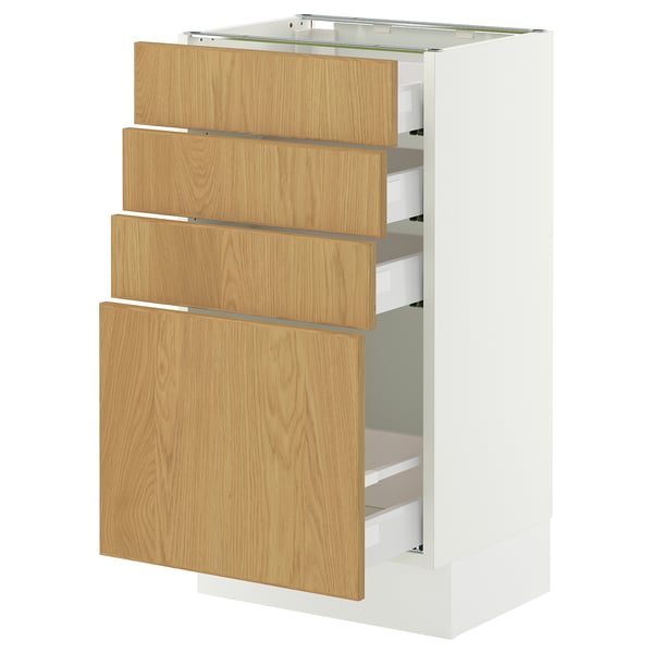 SEKTION / MAXIMERA Base cabinet with 4 drawers, white/Sinarp oak veneer, 18x15x30 "