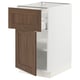 Walnut SEKTION kitchen cabinet with adjustable shelves and dampers for smooth drawer closure.