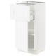 White SEKTION kitchen cabinet with adjustable shelves and drawers, classic design.