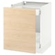 Modern off-white kitchen cabinet with light ash wood drawer, sleek and minimalist design.