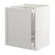 A white SEKTION kitchen cabinet with a door and drawer. Its modern and sleek.