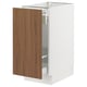 Ikea SEKTION kitchen cabinet in white with walnut-brown door, rectangular and modern, displaying drawers inside.