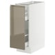 A white SEKTION kitchen cabinet with a high-gloss dark grey-brown pull-out drawer. Its sleek, modern design a sturdy frame and integrated handles.