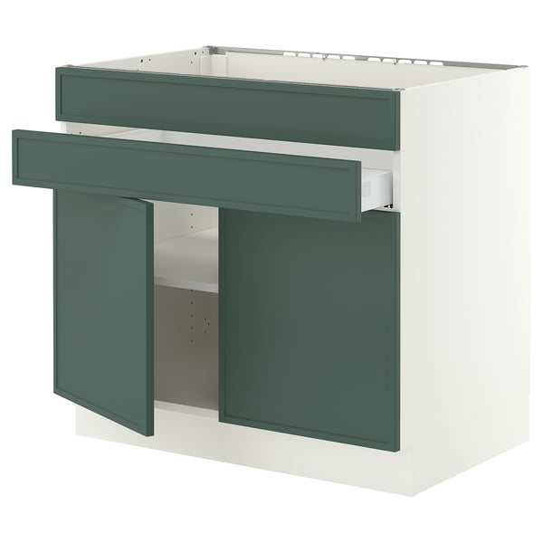 SEKTION / MAXIMERA Base cb f cktp/2 drs/2 frnt/1 drwr, white/Aspudden dark gray-green, 36x24x30 "