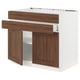 SEKTION kitchen cabinet, white base, walnut doors, adjustable shelves.