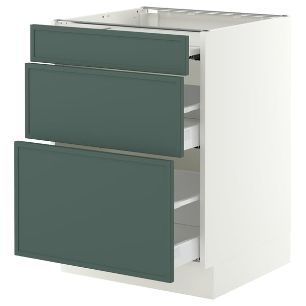 SEKTION / MAXIMERA Bc w pull-out work surface/2drw, white/Aspudden dark gray-green, 24x24x30 "