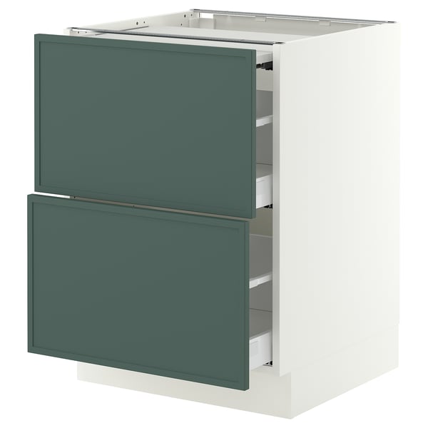 SEKTION / MAXIMERA Bc w pull-out work surface/2drw, white/Aspudden dark gray-green, 24x24x30 "