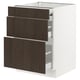 SEKTION kitchen unit: white base, three dark brown wood drawers, sleek modern design.