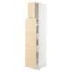 SEKTION kitchen cabinet: tall, narrow, light ash wood, white frame, adjustable shelves, soft-close hinges.