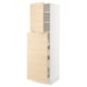 Ikea SEKTION light ash wood cabinet with open door and shelves.
