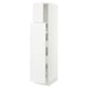 White SEKTION kitchen cabinet with two doors and adjustable shelves.