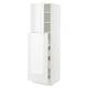High gloss white kitchen cabinet with adjustable shelves and drawers.