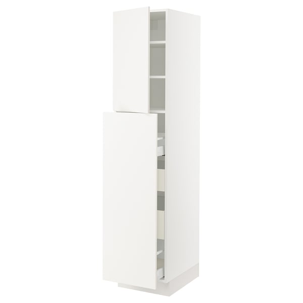 White SEKTION kitchen cabinet with smooth doors and adjustable shelves.