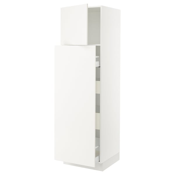 Ikea SEKTION white kitchen cabinet with shelves, sleek design.