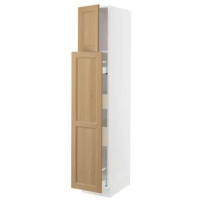 SEKTION white oak kitchen cabinet with wood doors.