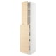 Modern kitchen cabinet in white & light wood, slim design.