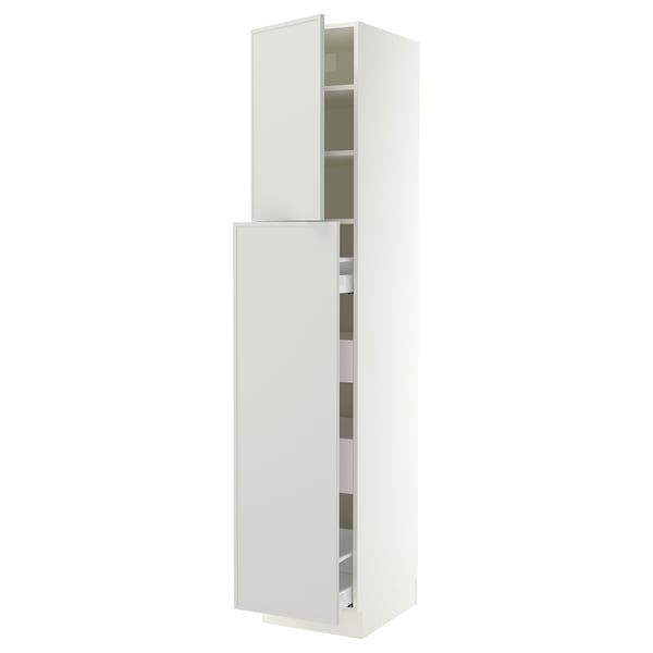 SEKTION / MAXIMERA Hc w p-o func 4drw/1dr/2shlv, white/Aspudden light gray, 18x24x90 "