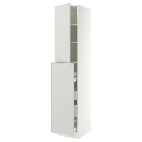SEKTION / MAXIMERA Hc w p-o func 4drw/1dr/2shlv, white/Aspudden light gray, 18x24x90 "
