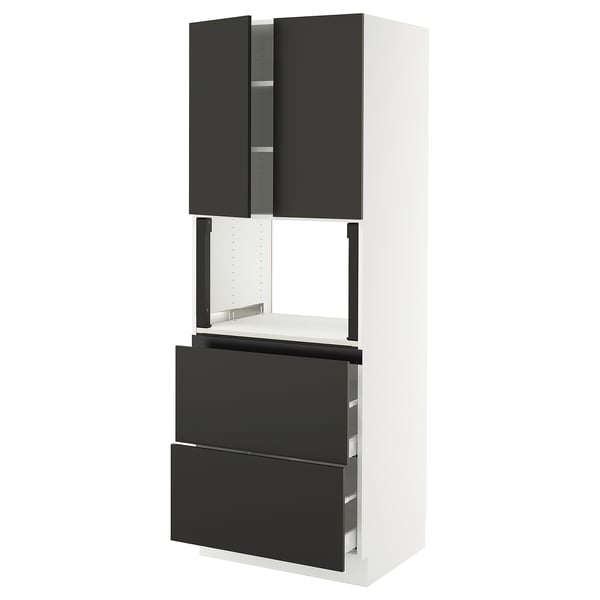 SEKTION kitchen unit: sleek black and white, modern design, two drawers, two cabinets.