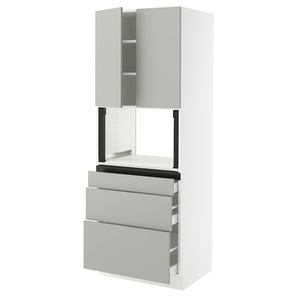 SEKTION kitchen unit: white, light grey, modern design, drawers, tall cabinet.