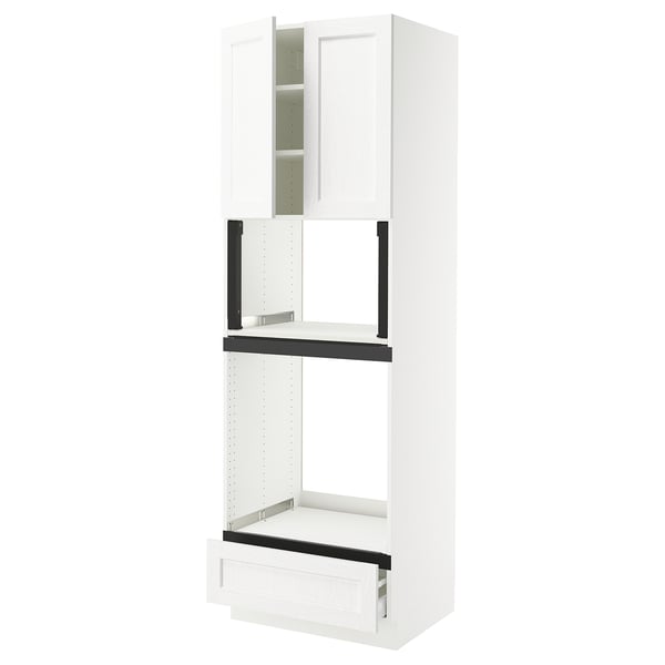 White ikea SEKTION kitchen unit with drawers and cabinets.