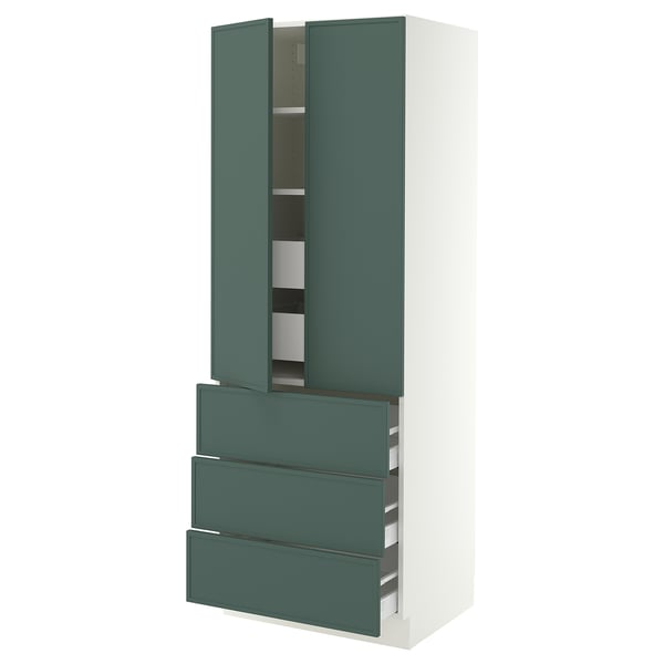 SEKTION / MAXIMERA High cab w 2 drs/3 fronts/5 drawers, white/Aspudden dark gray-green, 30x24x80 "