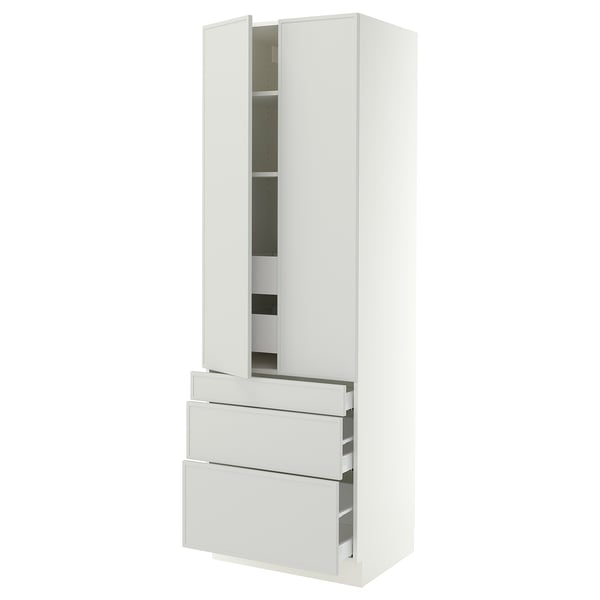 SEKTION / MAXIMERA High cab w 2 drs/3 fronts/5 drawers, white/Aspudden light gray, 30x24x90 "
