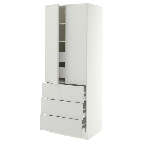 SEKTION / MAXIMERA High cab w 2 drs/3 fronts/5 drawers, white/Aspudden light gray, 30x24x80 "