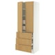 SEKTION / MAXIMERA High cab w 2 drs/3 fronts/5 drawers, white/Sinarp oak veneer, 30x24x80 "