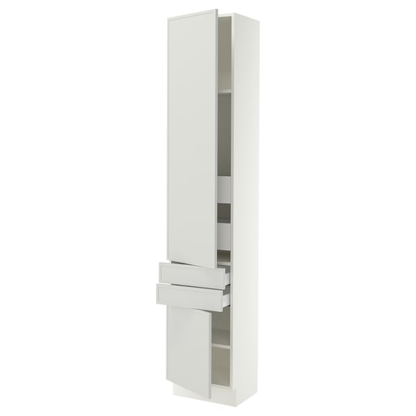 SEKTION / MAXIMERA High cab w 2drs/2 fronts/4 drawers, white/Aspudden light gray, 18x15x90 "