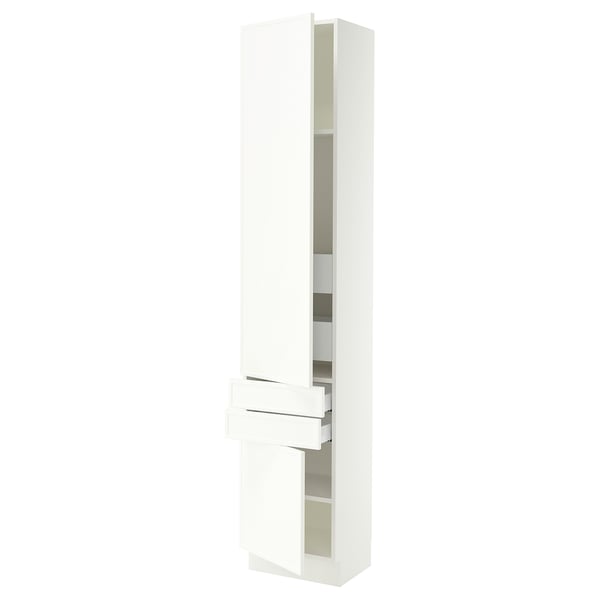 SEKTION / MAXIMERA High cab w 2drs/2 fronts/4 drawers, white/Aspudden matte white, 18x15x90 "