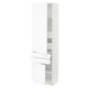 White kitchen cabinet with adjustable shelves and drawers, sleek and modern design.