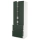 SEKTION kitchen unit in deep green with white. Three shelves, two drawers, modern design.