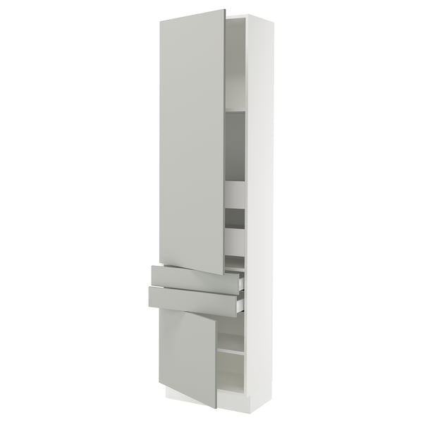 SEKTION / MAXIMERA High cab w 2drs/2 fronts/4 drawers, white/Havstorp light gray, 24x15x90 "