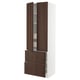 An ikea SEKTION kitchen cabinet in white with dark brown sinarp wood veneer doors and drawers, featuring adjustable shelves and soft-closing hinges.