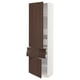 Ikea SEKTION kitchen unit, dark brown wood, white, tall, two doors, two drawers.