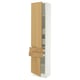 A SEKTION tall kitchen cabinet with light oak doors and shelves. The cabinet has an adjustable shelf and drawers with a smooth finish.