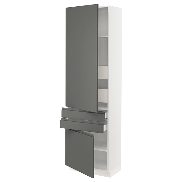 Modern SEKTION kitchen cabinet in white & dark grey with integrated handles.