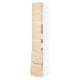 SEKTION kitchen cabinet, light wood, tall, white sides, adjustable shelves, soft-close.