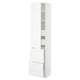 A SEKTION kitchen cabinet in white with adjustable shelves and drawers. It a sleek, modern design with a sturdy frame and smooth-running drawers.