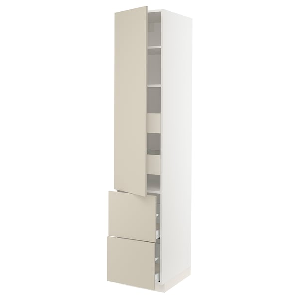 SEKTION kitchen tower, beige, modern, tall, cabinet with drawers.