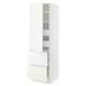 SEKTION white kitchen unit, tall cabinet with drawers. Modern design, adjustable shelves, soft-closing doors.